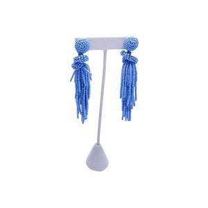 NEW HELLO EDIE fiesta beaded tassel earring in blue